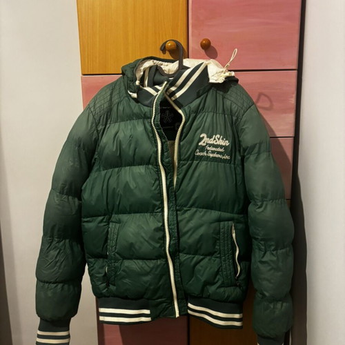 2nd Skin men's hooded jacket, green and beige, size M