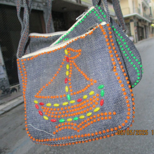 Denim mini bags new, pack of 5, embroidered handmade