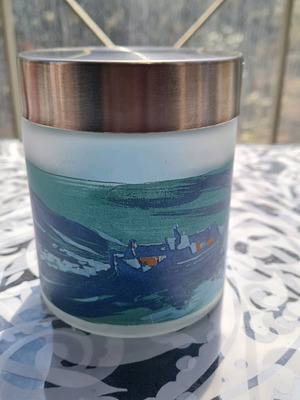 Lumidís collectible glass container new with painting and Pavlos Samiou signature