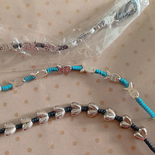 Handmade bracelets with fish and hearts, 18 cm