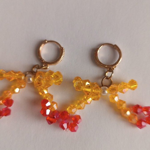 Handmade cherry earrings with gold clasp and rhinestones new