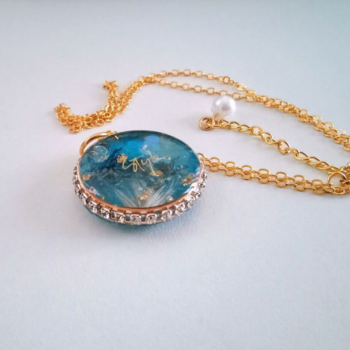 Handmade Style necklace new, blue and gold