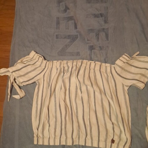 Superdry strapless top like new, white and blue, size S