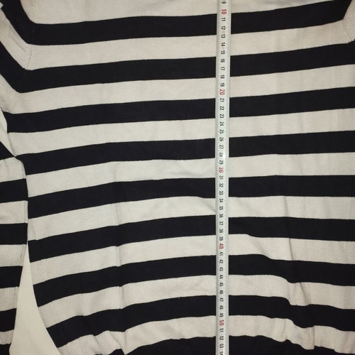 Knitted striped sweater like new, white-black, size M