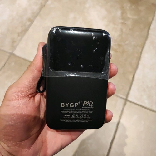 Powerbank 20000mAh black compact new with built-in charging cables