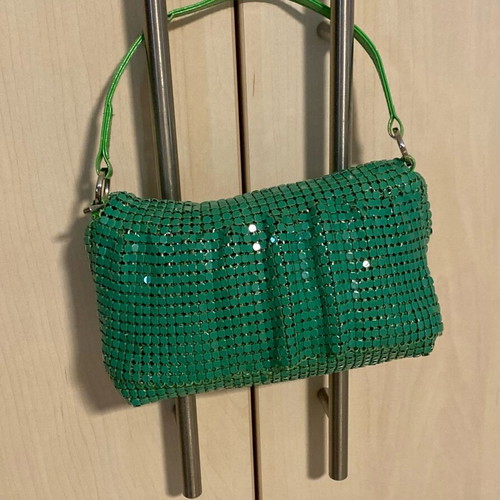 Migato green hand bag like new, satin interior