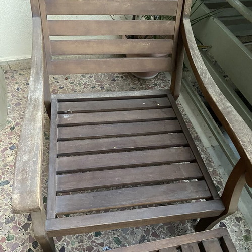 Wooden garden furniture set used, 4 pieces