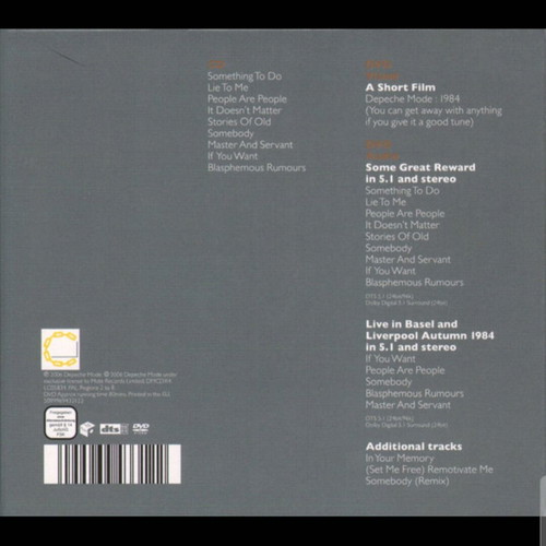 Depeche Mode Some Great Reward Collector's Edition CD and DVD like new