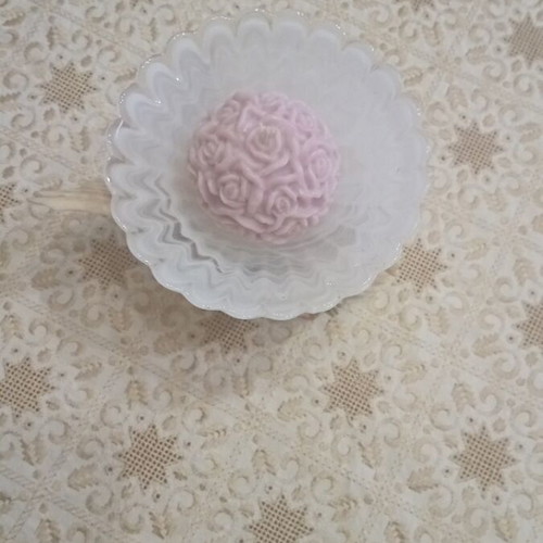 Candlestick with two clay doves and glass container like new