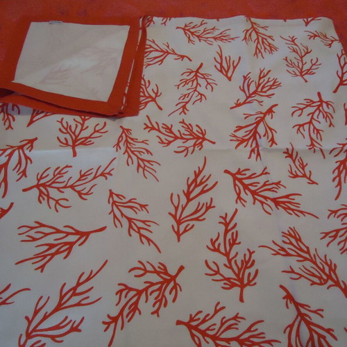 Tablecloth 100% cotton new with coral design 150x150