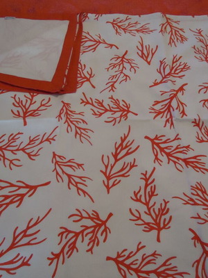 Tablecloth 100% cotton new with coral design 150x150