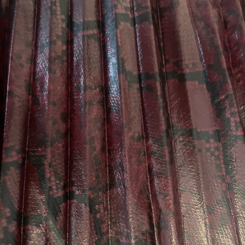 Elena Makri snakeskin pleated maxi skirt burgundy like new