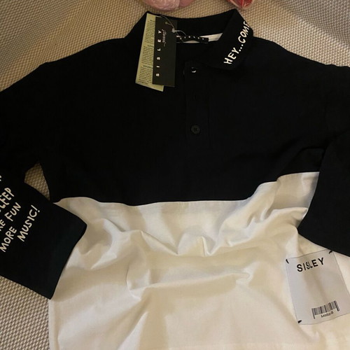 Sisley spring t-shirt for boys 7-8 years new, black and white