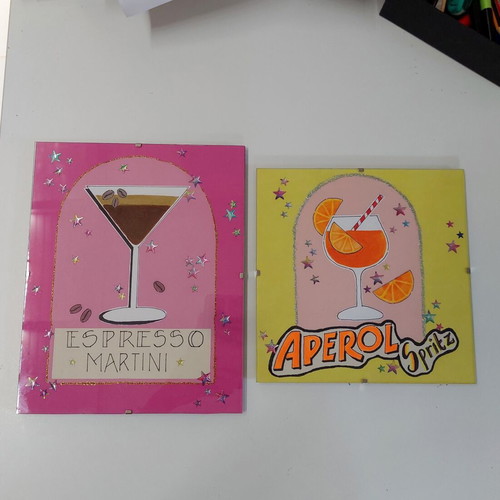 Hand-painted Aperol and Espresso Martini framed art prints