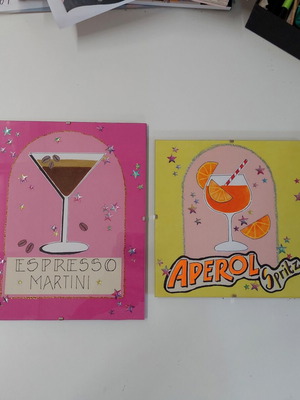 Hand-painted Aperol and Espresso Martini framed art prints