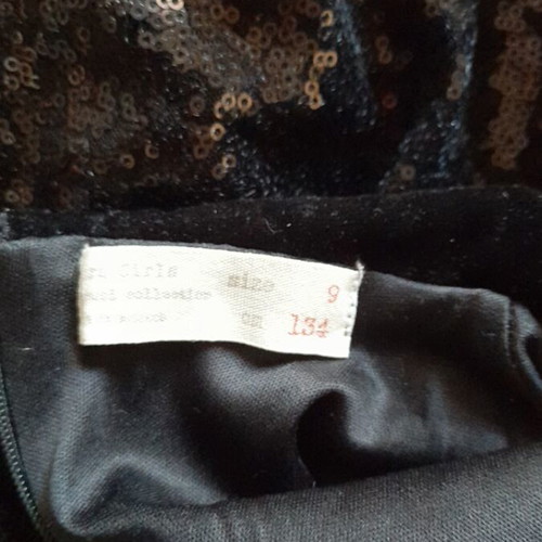 Black short-sleeve formal dress Zara like new with sequins and velvet collar