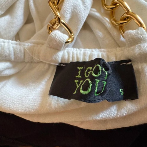 Layered striped camisole top with gold chain straps like new