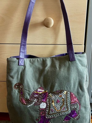 Boho shoulder bag Compania Italiana like new, green and purple