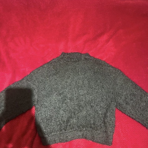 Bershka Fluffy Cropped Knit Sweater Like New, Dark Olive