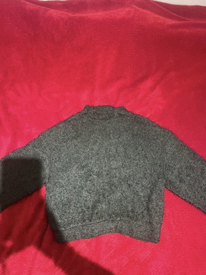 Bershka Fluffy Cropped Knit Sweater Like New, Dark Olive
