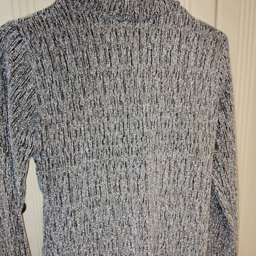 Shiny elastic glitter blouse L/XL like new silver