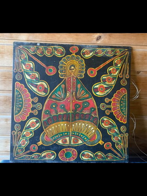 Folk Art on Wood by Chatzigiannis 1981 used, 40x40 cm