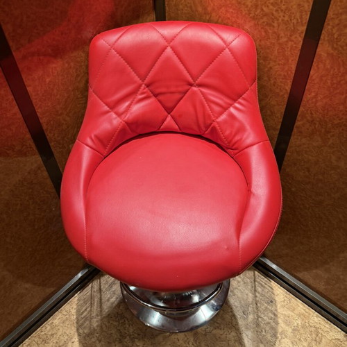 Red adjustable bar stool like new