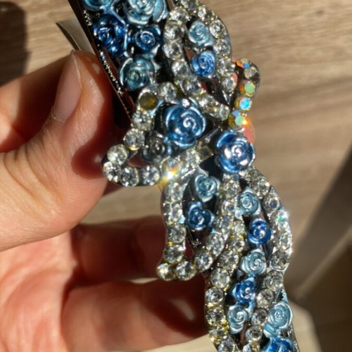 Hair Clip Large Blue and Silver Like New