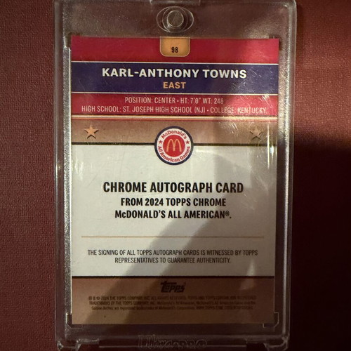 2024 Topps Chrome McDonald's Action Shots Autograph Karl-Anthony Towns 46/75 mint