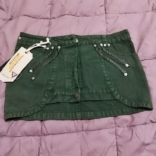 Khaki short skirt size M, asymmetrical design, 100% cotton, new