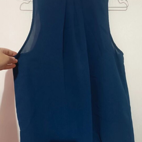 Blue sleeveless blouse Small like new with lining and back buttons