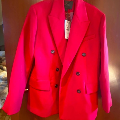 Zara set jacket and skirt midi red new M