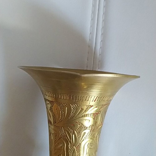 Vintage brass handmade vase, like new, possibly Indian