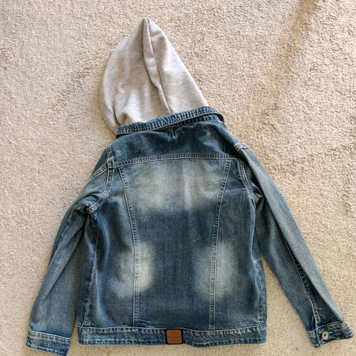 Hashtag denim jacket with detachable hood new, blue