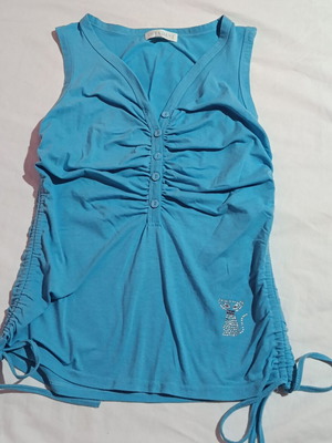 Turquoise blouse L/XL, like new, elastic cotton fabric