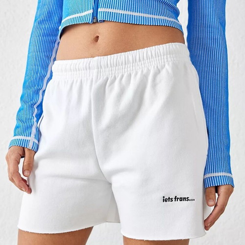 Iets Frans White Cut-Off Jogger women's shorts XL new, white
