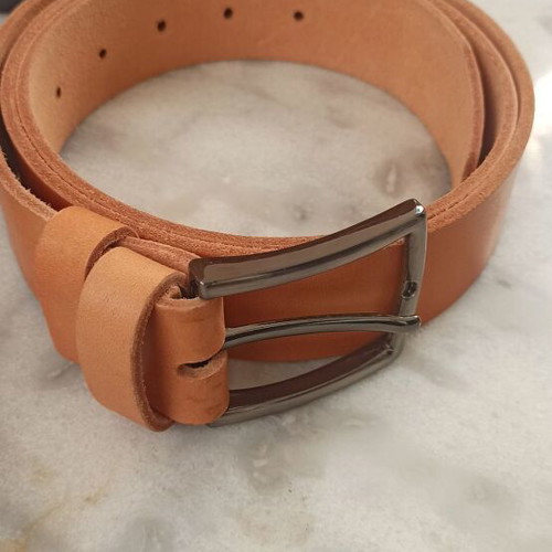 Leather belt new, handmade, Greek made, beige color