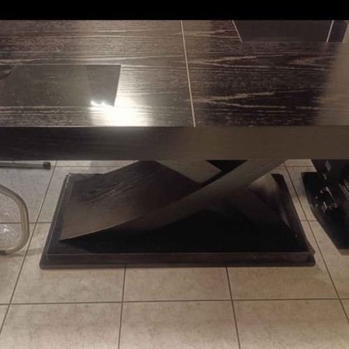 Dining table used, solid wood, dark brown, extendable 1.70x0.90m