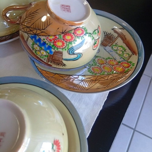 Porcelain tea set for 12 people new, collectible Kutani 1940-1960