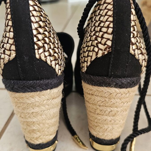 Tamaris platform sandals new, size 37, black and beige