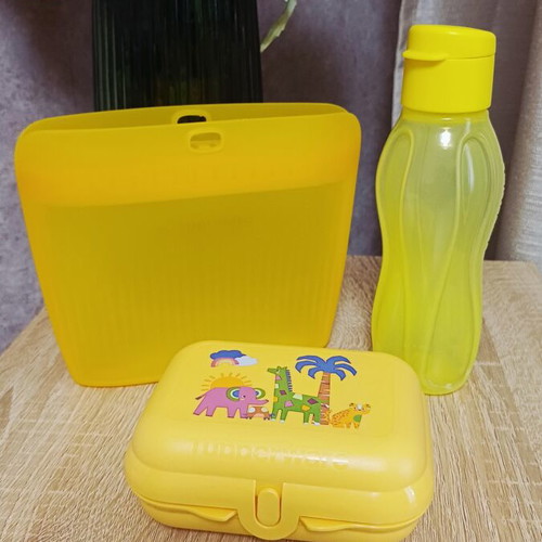 Tupperware set of 3 with silicone bag 500ml and bottle 300ml