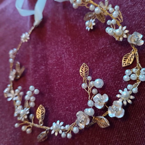 Wedding hair decoration Kouaf with pearls and gold flowers new