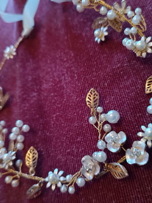 Wedding hair decoration Kouaf with pearls and gold flowers new