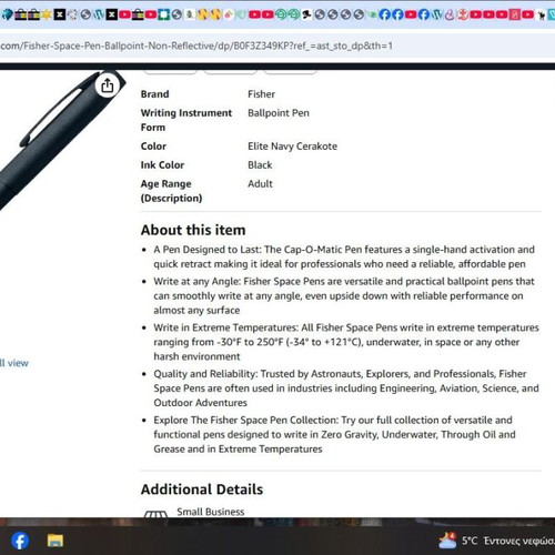 Fisher Space Pen Ballpoint like new, black Flat Dark Earth (FDE)