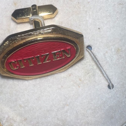 Citizen watch Japan used, vintage tie clip and cufflink set 1970s