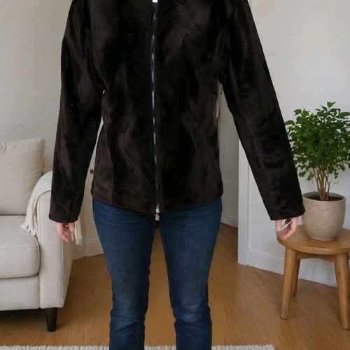 Sarah jacket like new, brown suede look, size L