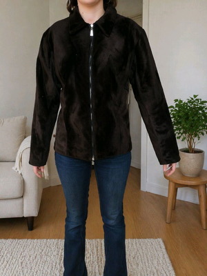 Sarah jacket like new, brown suede look, size L