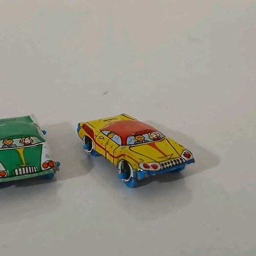 Tin toy lithographed cars used, pack of 2, 1960s