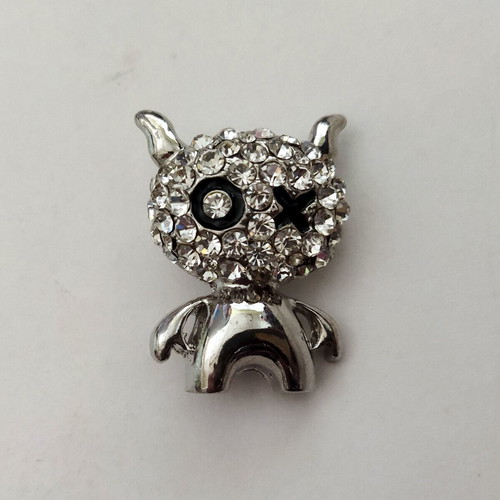 Black Cross Eyed Rabbit Brooch with Clear Swarovski Crystals new