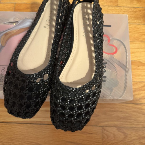 Seven ballerina shoes with net look, size 36, black
